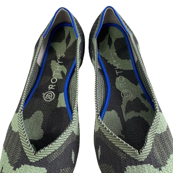 Rothy's The Point Olive Camo Pointed Toe Slip-On Flat Shoes Size 9.5 - Picture 12 of 16